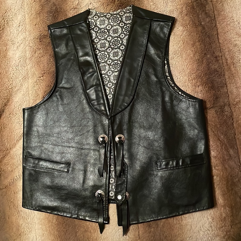Size 40 Black Leather vest